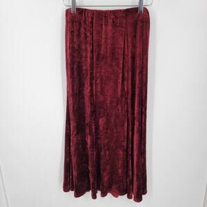 Carole Little Skirt Womens Medium Red Crushed Velvet Stretch Waist Boho Vintage